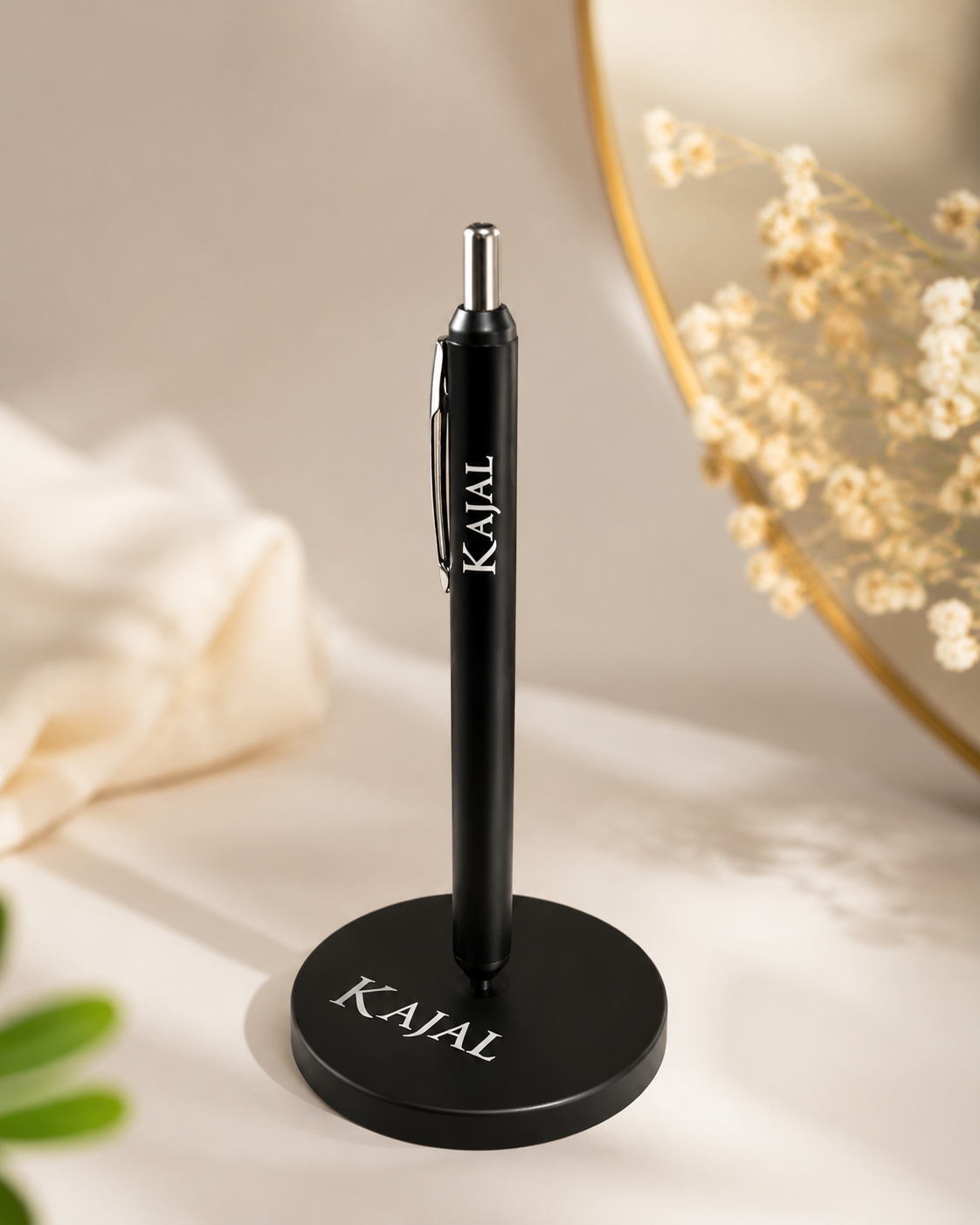 Luxury Black Metal Ballpoint Pen with Magnetic Stand – Customized Name Engraving – Office & Executive Gift - Image 2