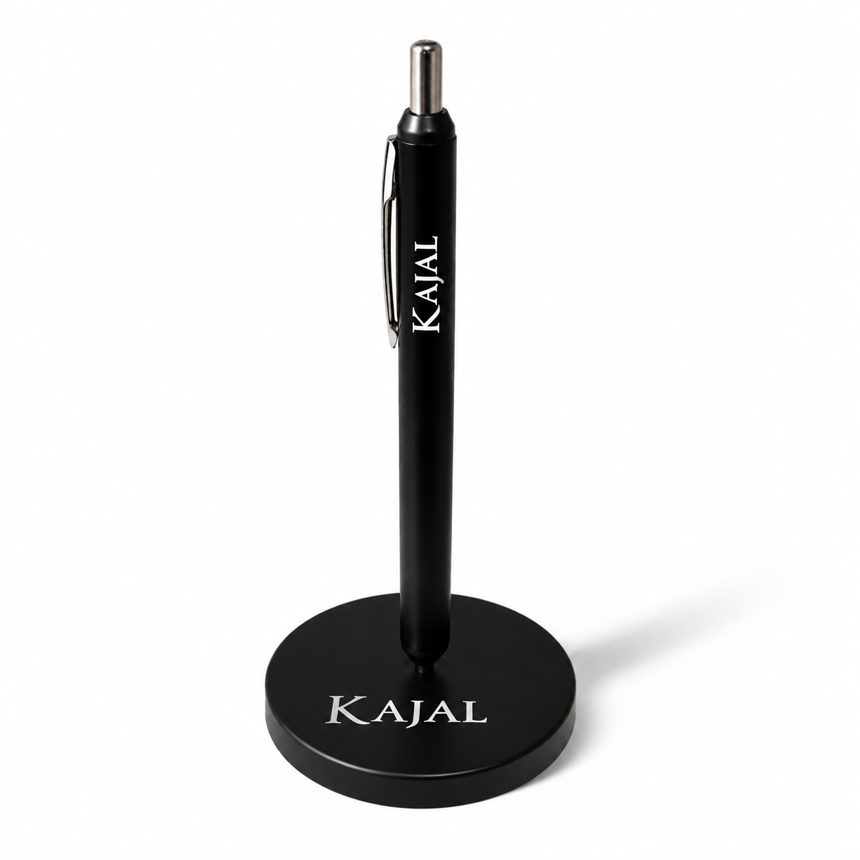 Luxury Black Metal Ballpoint Pen with Magnetic Stand – Customized Name Engraving – Office & Executive Gift