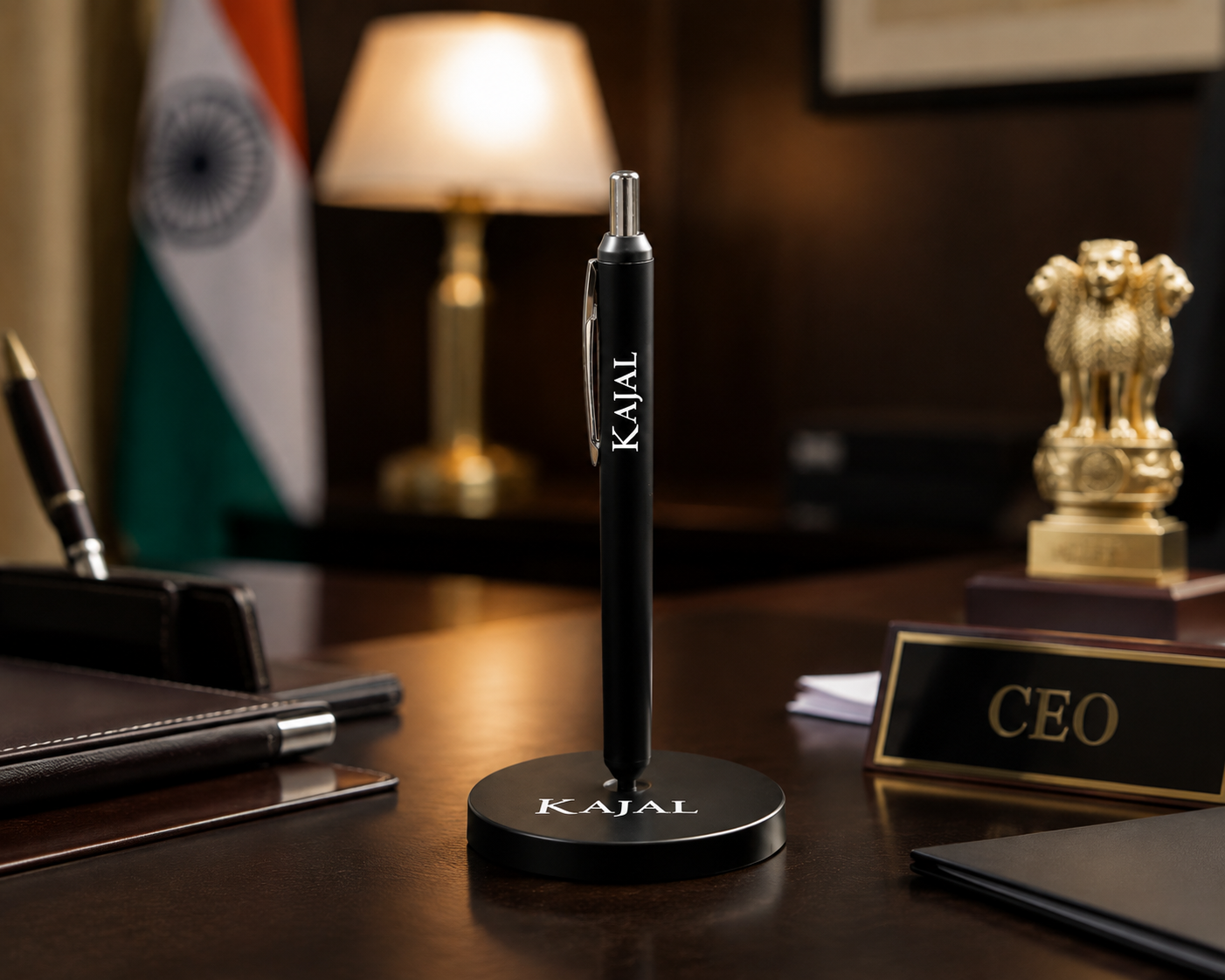 Luxury Black Metal Ballpoint Pen with Magnetic Stand – Customized Name Engraving – Office & Executive Gift - Image 3