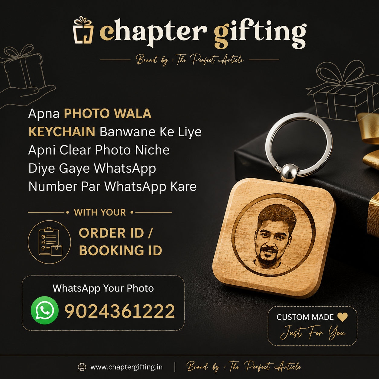 Personalised Wooden Photo Engraved Rotating Keychain - Image 5