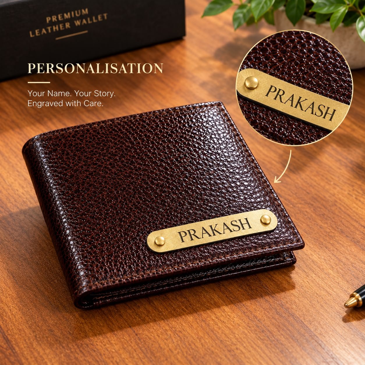 Premium Genuine Leather Personalised Name Tag Wallet - Image 4