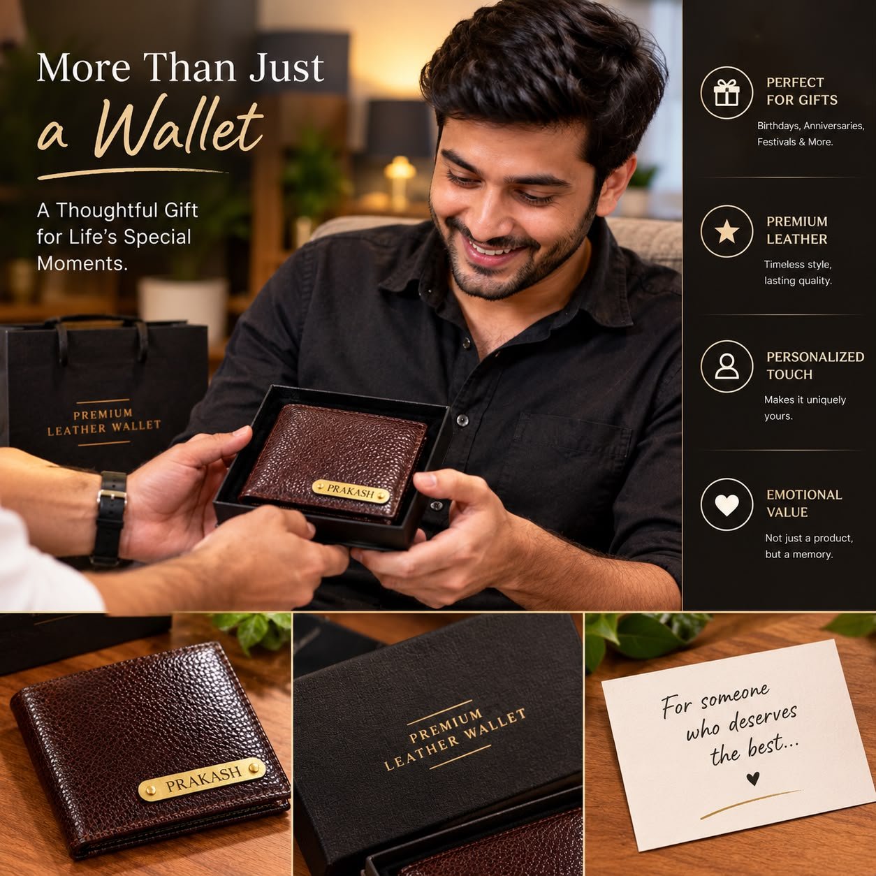 Premium Genuine Leather Personalised Name Tag Wallet - Image 3