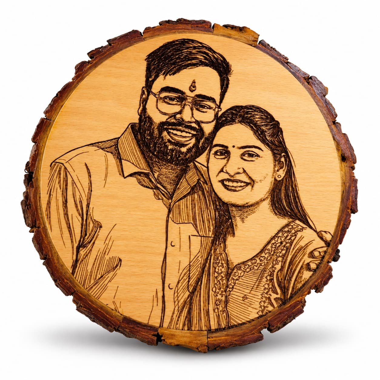 Personalized Wooden Burn Sketch – 8 Inch Round