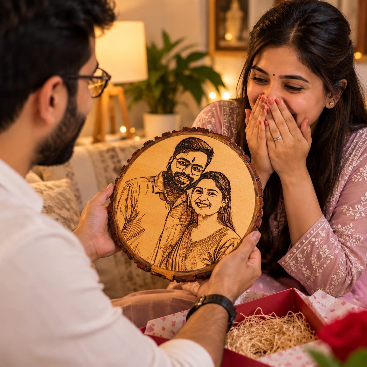 Personalized Wooden Burn Sketch – 8 Inch Round - Image 2