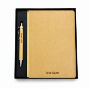 Personalized Wooden Diary & Pen Gift Hamper - Name