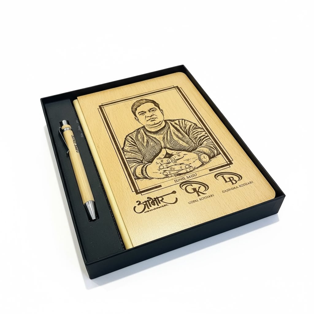 Personalized Wooden Diary & Pen Gift Hamper - Image 5