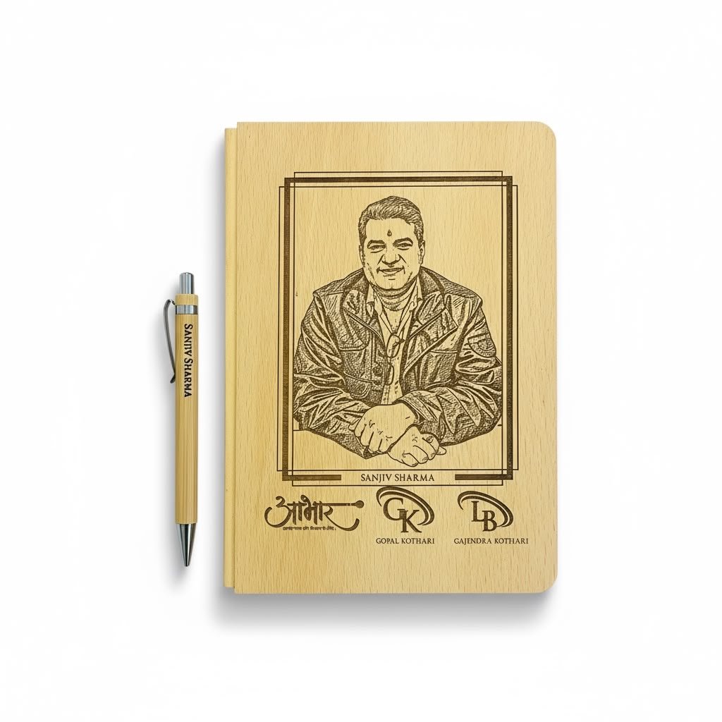 Personalized Wooden Diary & Pen Gift Hamper - Image 3