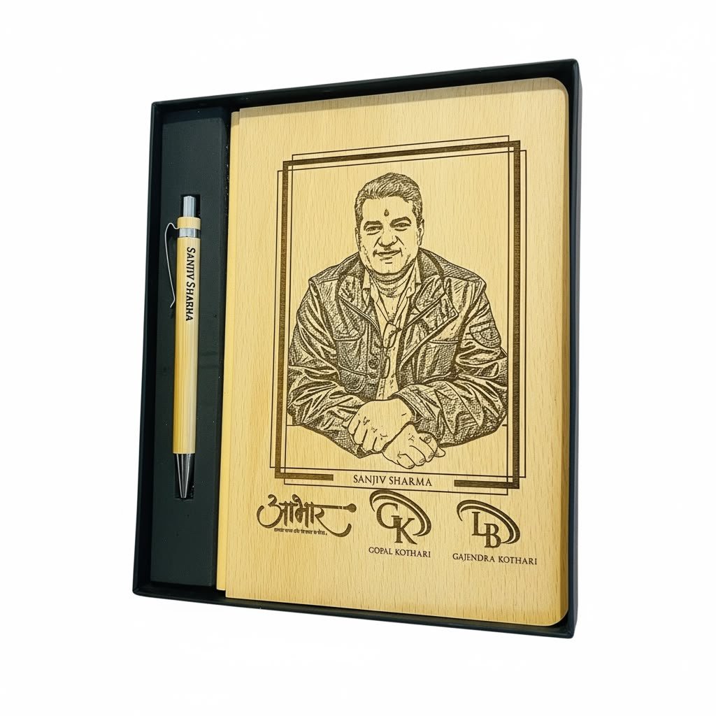Personalized Wooden Diary & Pen Gift Hamper - Image 4